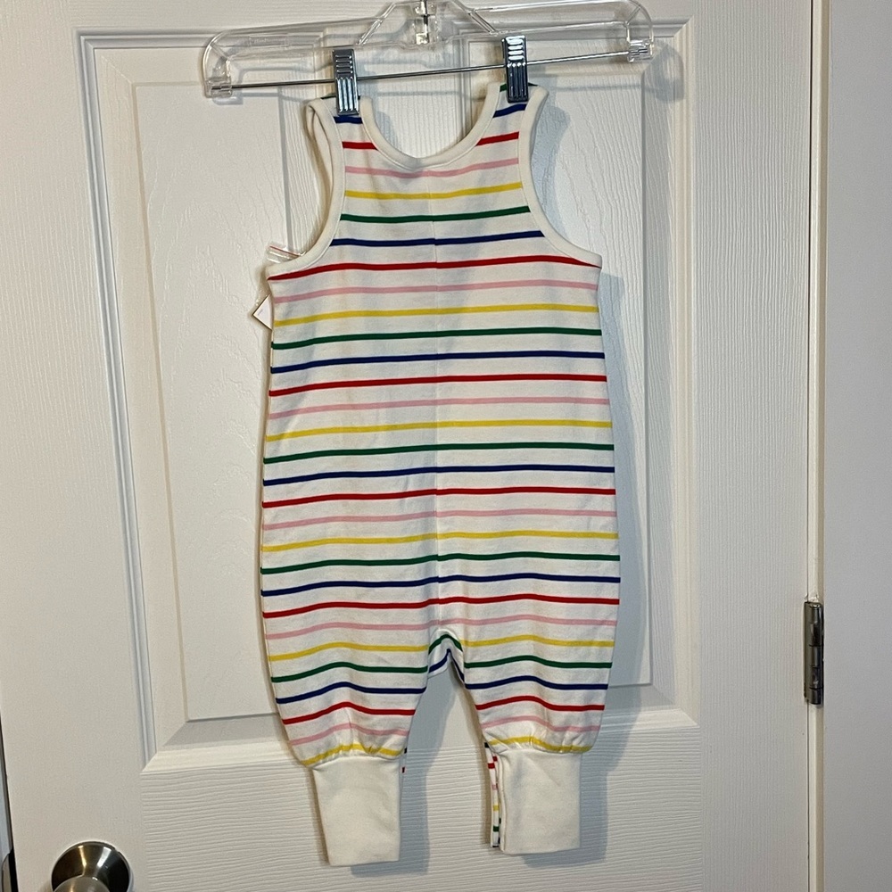 NWT Hanna Andersson white rainbow striped baby overalls sz 75 ( 12 to 18mths) - Picture 7 of 8